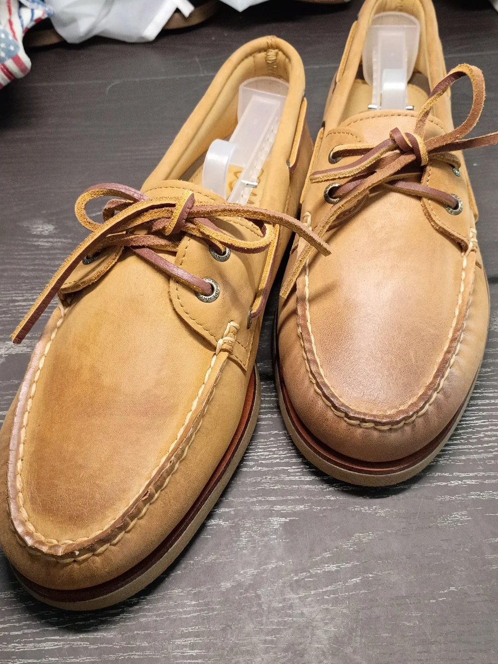 GOLD CUP Sperry Men's 10M Leather Boat Shoes in Tan with Brown Laces. NEW!!!